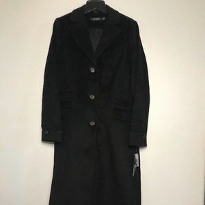 New w/ Tags, Lauren Ralph Lauren, Black Wool Maxi Coat, Size 6, Pockets,